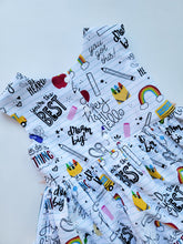 Load image into Gallery viewer, School Doodle Dress Peter Pan collar
