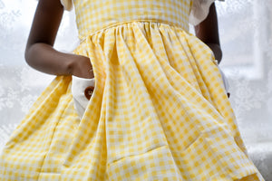 Yellow gingham Sibling set