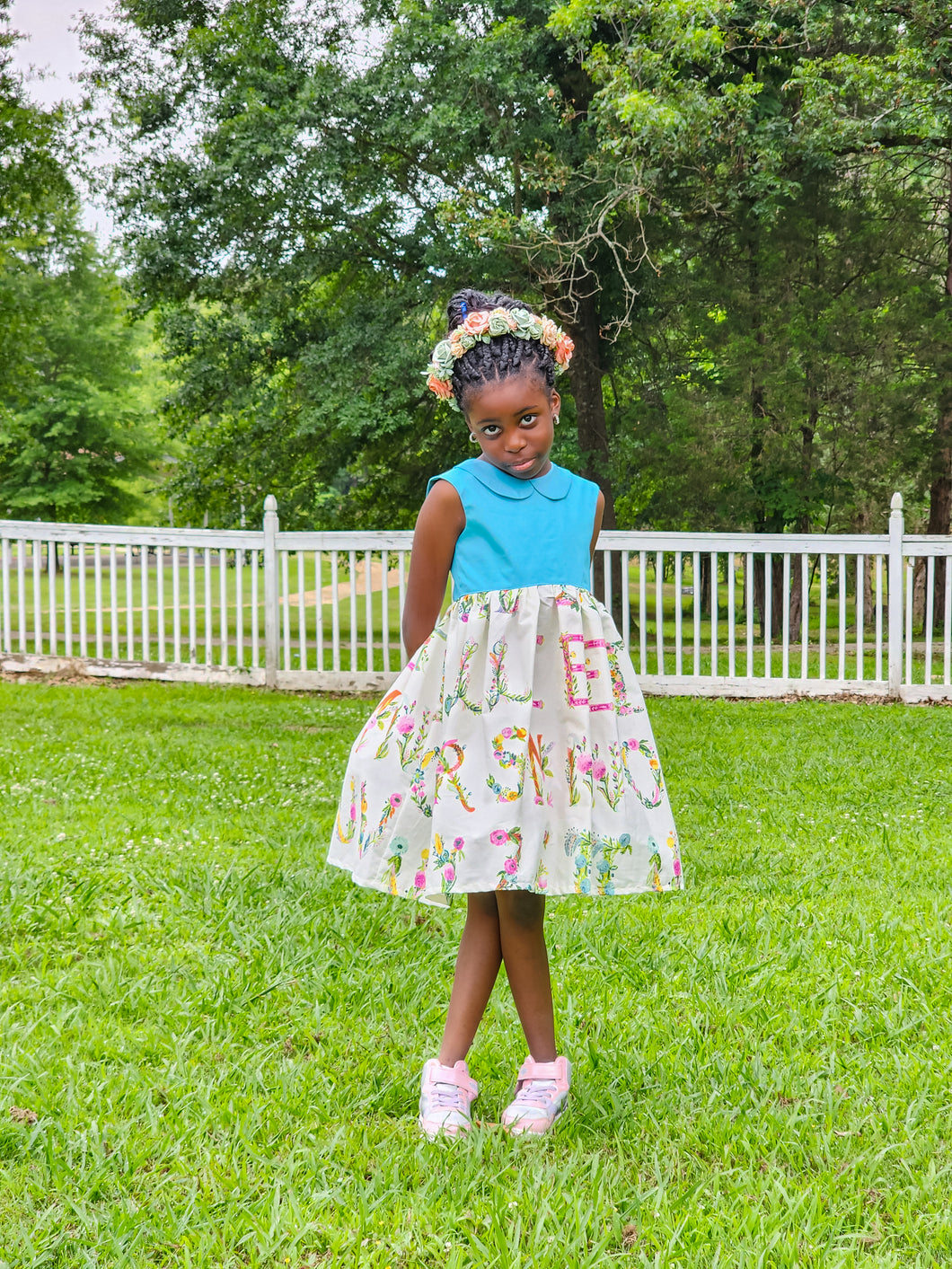 Floral alphabet dress